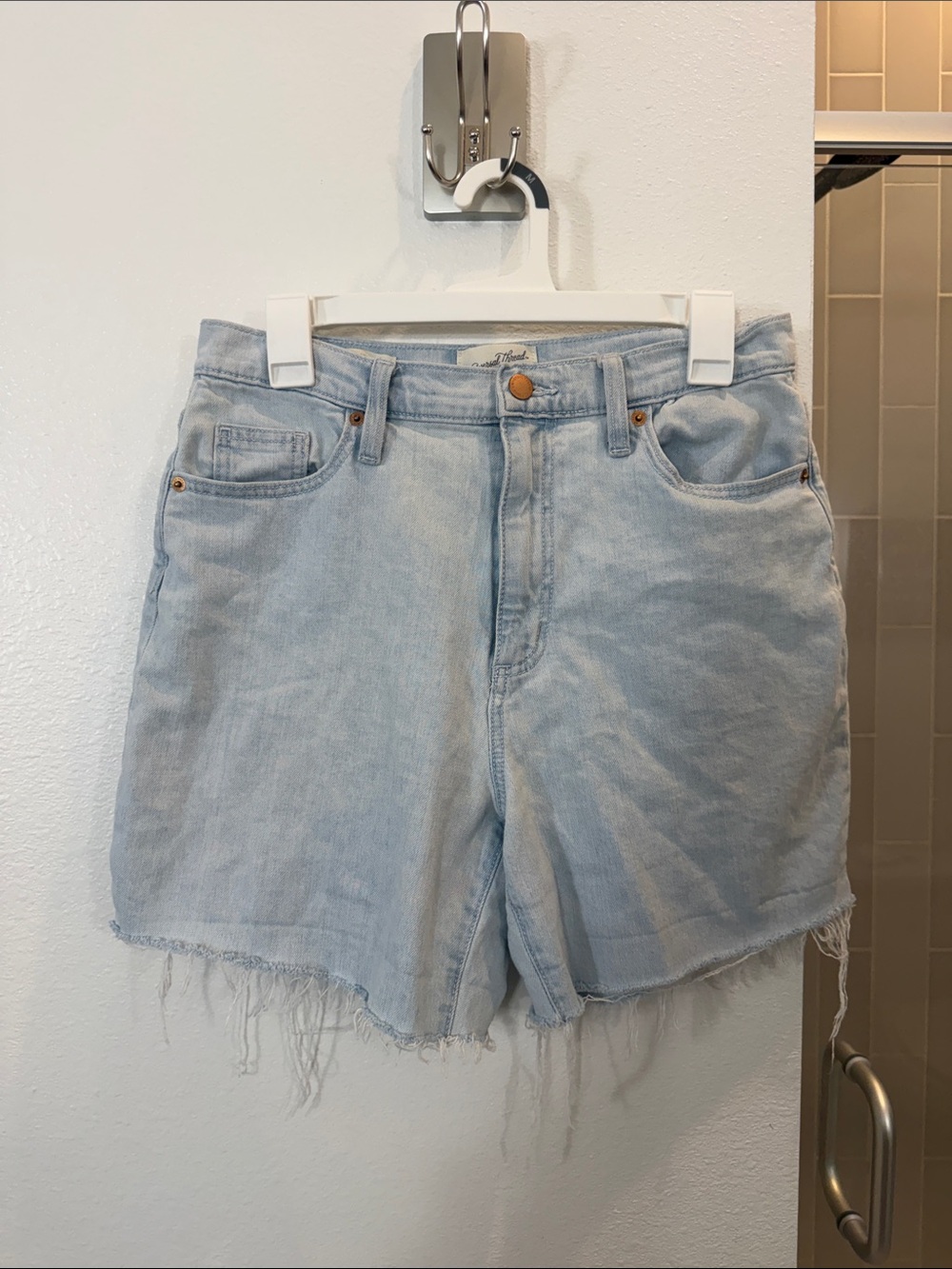 Universal Thread Light Blue High-Rise Frayed Hem Denim Shorts